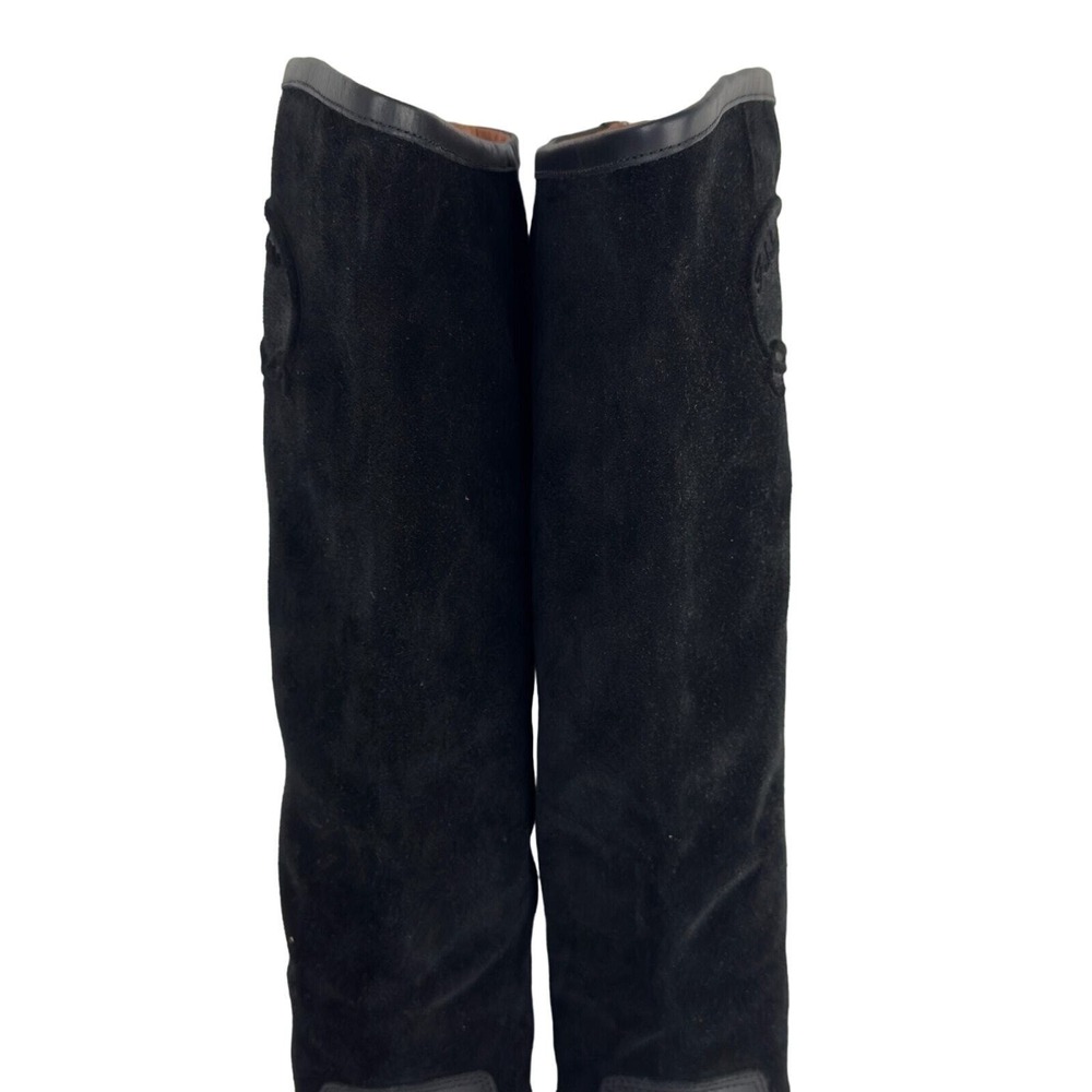 Franco Sarto‎ Nostalgia Tall Boots Black Leather Suede Block Heel Riding 5M - Picture 10 of 16